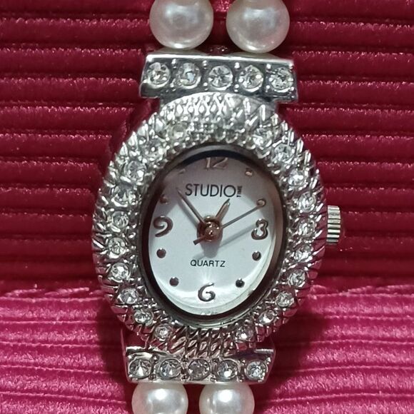 STUDIO! Faux Pearl and Rhinestone Watch - Picture 3 of 3